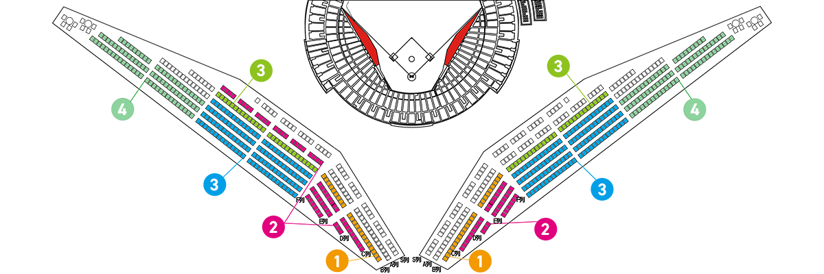 6月15日(土)ソフトバンクVS阪神コカコーラシートSSペア 最前列 通路側