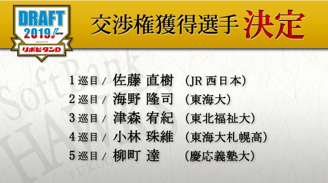 ドラフト】1位は佐藤選手！計12人を指名 | 福岡ソフトバンクホークス