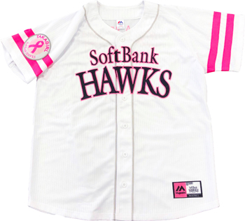 即購入歓迎！美品✨SoftBank HAWKSピンクリボンユニフォーム レプリカユニフォーム ピンクリボン 牧原大成