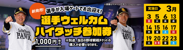 5/6～6/2】勝利のハイタッチ権利付チケット | 福岡ソフトバンク